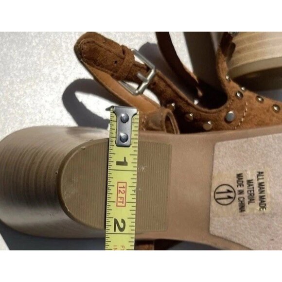 J Adams Brown Print Women’s Sz 11 Gold Studded Double Belt Strap Heel Shoes - Picture 14 of 16